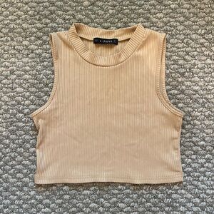 Tan Ribbed Crop Top